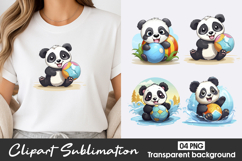 Cute Panda Ball Watercolor Clipart PNG Product Image 1