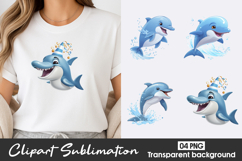 Cute Dolphin Watercolor Clipart PNG Product Image 1