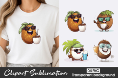 Cute Coconut Drink Clipart PNG Product Image 1