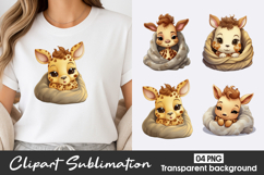 Cute Baby Giraffe Faces Clipart PNG Product Image 1