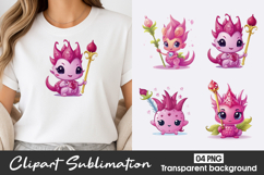 Cute Pink Monster Clipart PNG Product Image 1