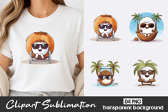 Cute Sloth Beach Clipart PNG Product Image 1