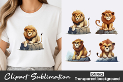 Cute Lion Family Watercolor Clipart PNG Product Image 1