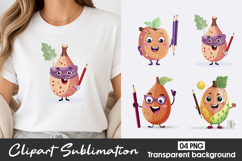 Cute Fruit Characters Clipart PNG Product Image 1