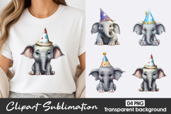 Cute Elephant Party Clipart PNG Product Image 1