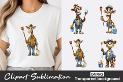 Cute Giraffe Worker Clipart PNG Product Image 1
