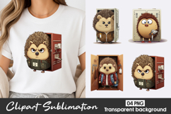 Cute Hedgehog Book Clipart PNG Product Image 1