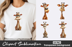 Cute Giraffe Watercolor Clipart PNG Product Image 1