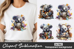 Cute Koala Party Clipart PNG Product Image 1