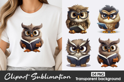 Cute Owl Watercolor Clipart PNG Product Image 1