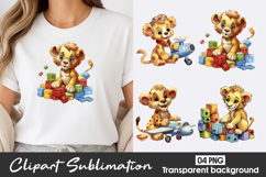 Cute Lion Toys Watercolor Clipart PNG Product Image 1