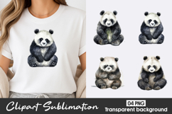 Cute Panda Watercolor Clipart PNG Product Image 1