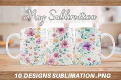 Mug sublimation design with Flowers Watercolor Product Image 1