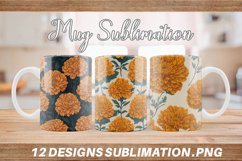 Mug sublimation design with Marigold Flowers Product Image 1