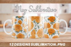 Mug sublimation design with Marigold Flowers Product Image 1