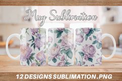 Mug sublimation design with Flowers Watercolor Product Image 1
