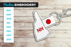 New Hampshire State Shaped Key Fob - ITH Embroidery Project Product Image 1