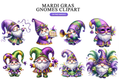 Mardi Gras Gnome Clipart Bundle | 34 PNG Product Image 2
