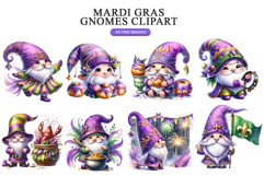 Mardi Gras Gnome Clipart Bundle | 34 PNG Product Image 3