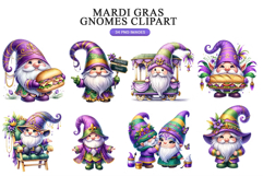 Mardi Gras Gnome Clipart Bundle | 34 PNG Product Image 4