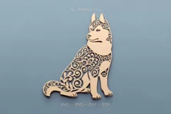Husky SVG DXF Laser cut files, Flower Floral Dog Design Product Image 1