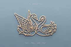 Swan Couple SVG DXF Laser cut files, Mandala Zentangle Birds Product Image 2