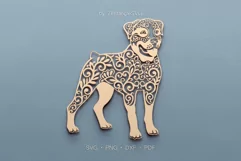 Rottweiler SVG DXF Laser cut files, Flower Floral Dog Design Product Image 1