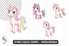 Cute Unicorn Clipart PNG Sublimation Product Image 1