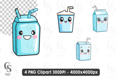 Cute Drink Box Clipart PNG Sublimation Product Image 1
