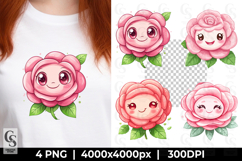 Cute Pink Rose Flower Clipart Sublimation PNG Product Image 1