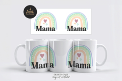 Mama Mug Wrap PNG, Pastel Rainbow Sublimation Design Product Image 1