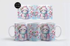 Pink Snowman Mug Sublimation Design Product Image 1