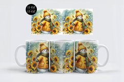 Sunflower Snowman Mug Sublimation Design Product Image 1