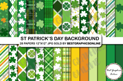 St Patrick's Day Digital Papers, Saint Patrick Shamrock Set Product Image 1