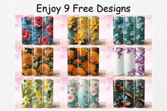 3d Flowers Straight &amp; Tapered Tumbler Wrap PNG Product Image 4