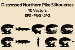 Distressed Northern Pike Silhouette Vector Bundle Product Image 1