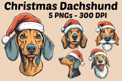 Christmas Dachshund Head Vector PNG Clipart Product Image 1
