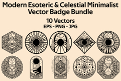 Modern Esoteric &amp; Celestial Minimalist Vector Badge Bundle Product Image 1