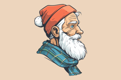 Preppy Santa Head Profile Vector PNG Clipart Product Image 2