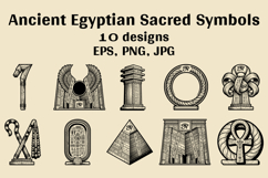 Ancient Egyptian Sacred Symbols Black &amp; White Vector Bundle Product Image 1
