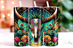Multicolor Cow Skul Tumbler Wrap Sublimation Product Image 1