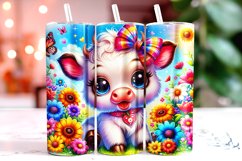 Cute Highland Cow Florals 20oz Tumbler Wrap Sublimation Product Image 1