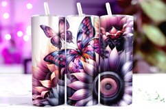 Butterfly Flowers Tumbler Wrap Sublimation Product Image 1
