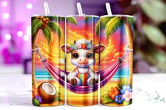 Cute Cow in Hammock Tumbler Wrap Sublimation Product Image 1