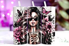 Floral Girl Tumbler Wrap Sublimation, 20oz Tumbler Wrap Product Image 1