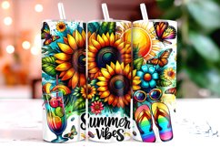Summer Vibes Tumbler Wrap Sublimation, 20oz Tumbler Wrap Product Image 1