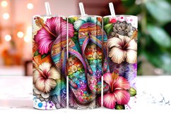 Flowers Flip Flop Tumbler Wrap Sublimation Product Image 1