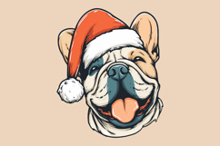 Christmas Frenchie Head Vector PNG Clipart Product Image 4