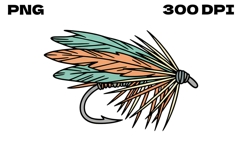 Hand-Drawn Fishing Fly Lure Product Image 1