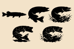 Distressed Northern Pike Silhouette Vector Bundle Product Image 2